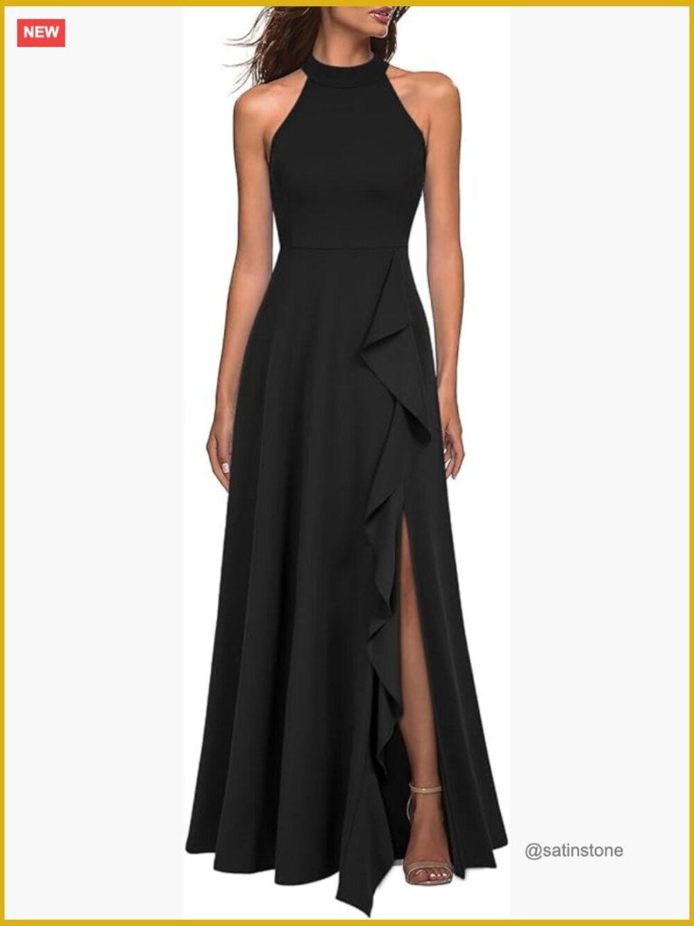 High Neck Sexy Split Evening Cocktail Party Maxi Long Formal Dress